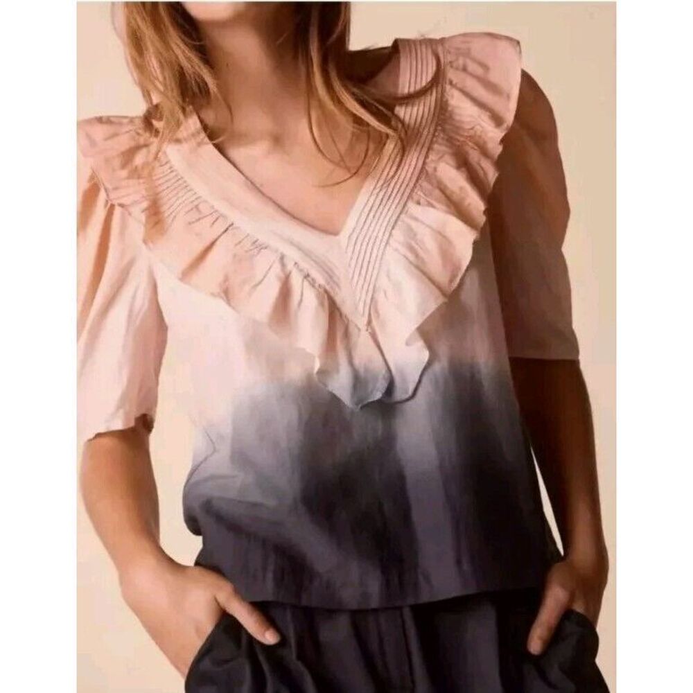 NEW! St. Roche Sabina Cotton/Silk Top Praline, Wild Rose, Black Sz 2  MSRP $265